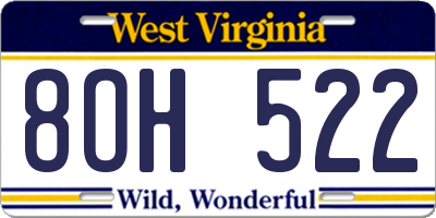 WV license plate 8OH522