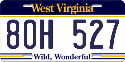 WV license plate 8OH527