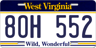 WV license plate 8OH552