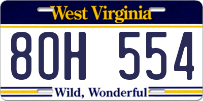 WV license plate 8OH554