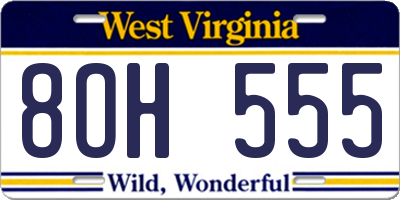 WV license plate 8OH555