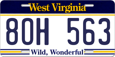 WV license plate 8OH563