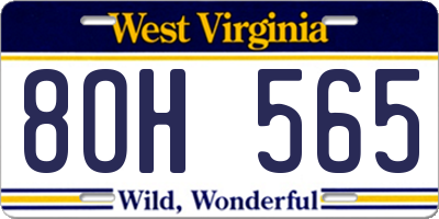 WV license plate 8OH565