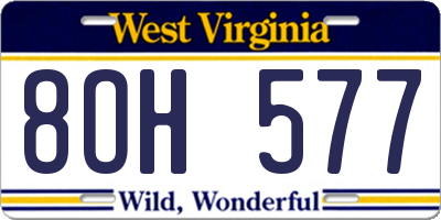 WV license plate 8OH577