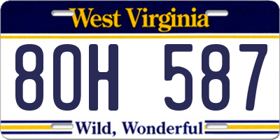 WV license plate 8OH587