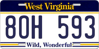 WV license plate 8OH593