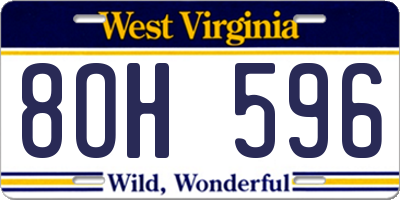 WV license plate 8OH596