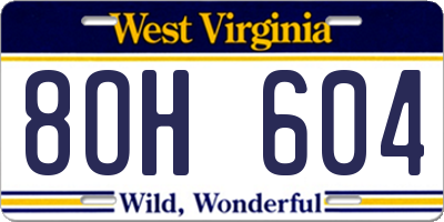 WV license plate 8OH604