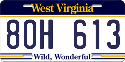 WV license plate 8OH613