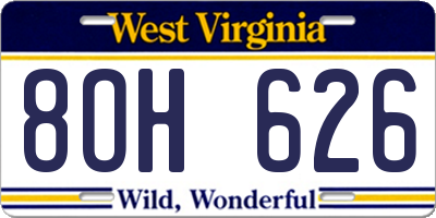 WV license plate 8OH626