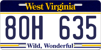 WV license plate 8OH635
