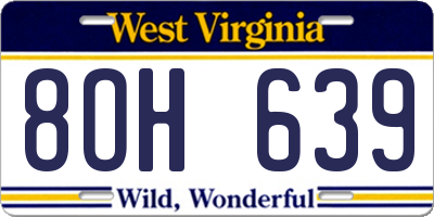 WV license plate 8OH639