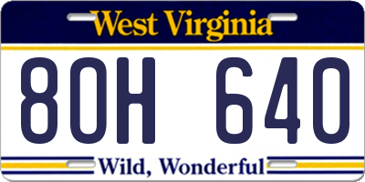 WV license plate 8OH640