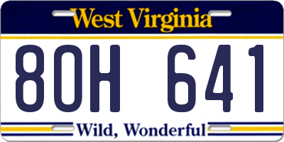 WV license plate 8OH641