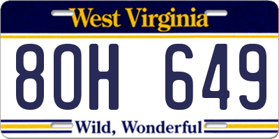WV license plate 8OH649