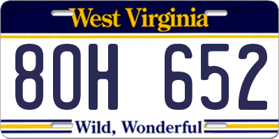 WV license plate 8OH652