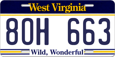 WV license plate 8OH663