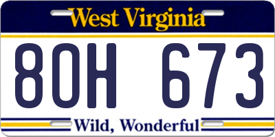 WV license plate 8OH673