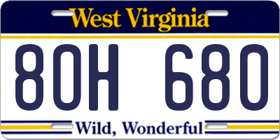 WV license plate 8OH680