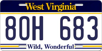 WV license plate 8OH683
