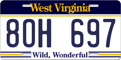 WV license plate 8OH697