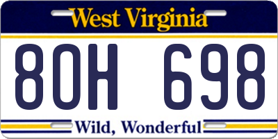 WV license plate 8OH698