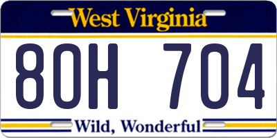 WV license plate 8OH704