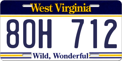 WV license plate 8OH712