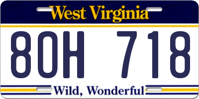 WV license plate 8OH718