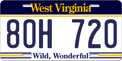 WV license plate 8OH720
