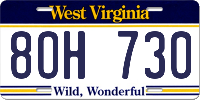 WV license plate 8OH730
