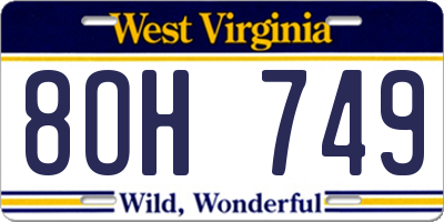 WV license plate 8OH749