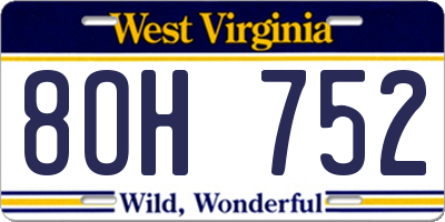 WV license plate 8OH752
