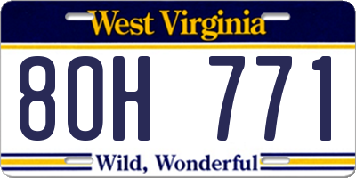 WV license plate 8OH771