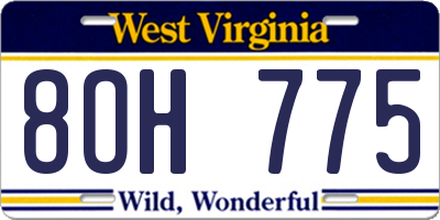 WV license plate 8OH775