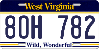 WV license plate 8OH782