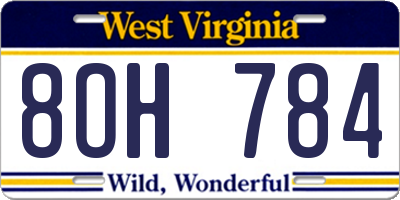 WV license plate 8OH784
