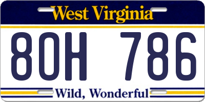 WV license plate 8OH786