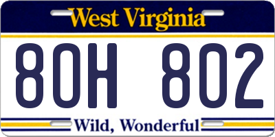 WV license plate 8OH802