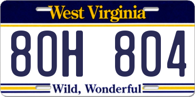 WV license plate 8OH804