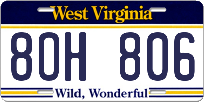WV license plate 8OH806