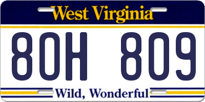 WV license plate 8OH809