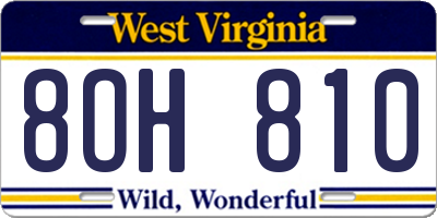 WV license plate 8OH810