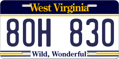 WV license plate 8OH830
