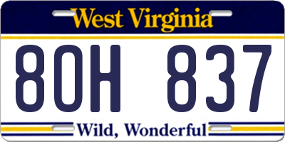 WV license plate 8OH837