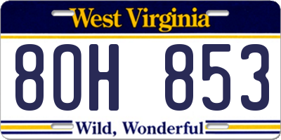 WV license plate 8OH853