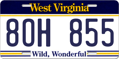 WV license plate 8OH855