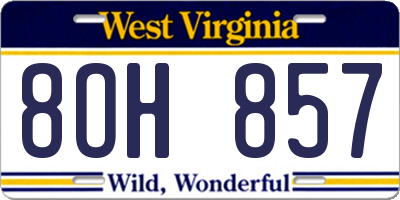 WV license plate 8OH857