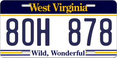 WV license plate 8OH878