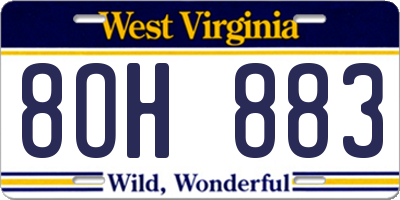 WV license plate 8OH883